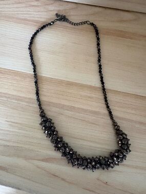 Sparkling Brown Beaded Cluster Necklace